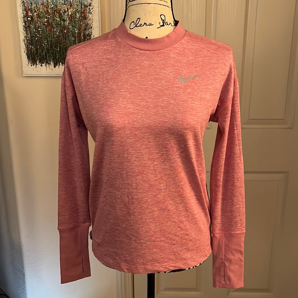 Women’s Nike Running Dri-Fit Long Sleeve Shirt, heathered pink, size xs